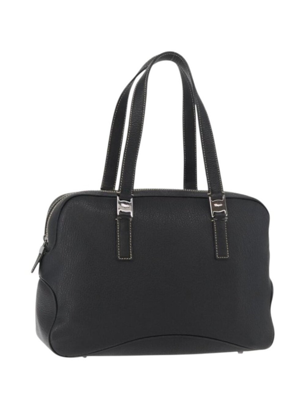 Salvatore Ferragamo Vala Tote Bag Leather Black Silver